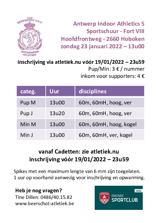 Doe je mee aan de Antwerp Indoor Athletics